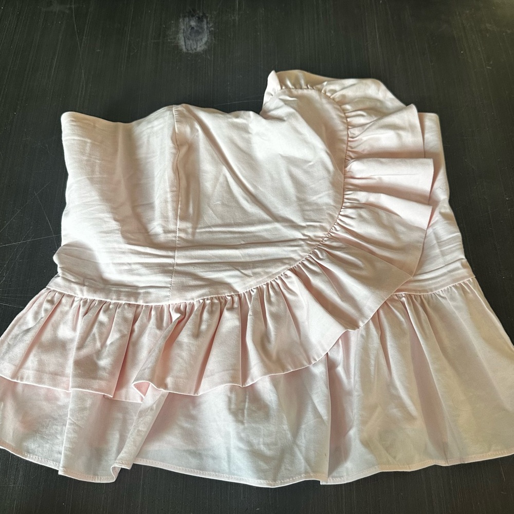 Zara Pink Ruffle Strapless Top